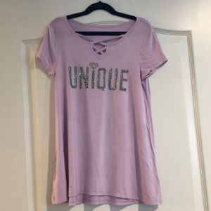 JUSTICE Lavender Beaded UNIQUE Short Sleeve Shirt size 10